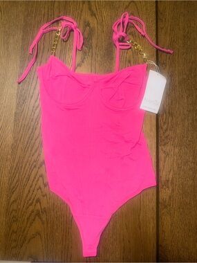 Hot Pink Tie-Strap Bodysuit